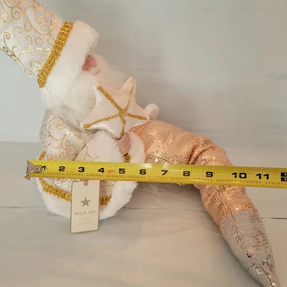 Coastal Nautical Mermaid Santa Shelf Sitter Christmas Holiday Gold Merman Lux - Picture 6 of 10